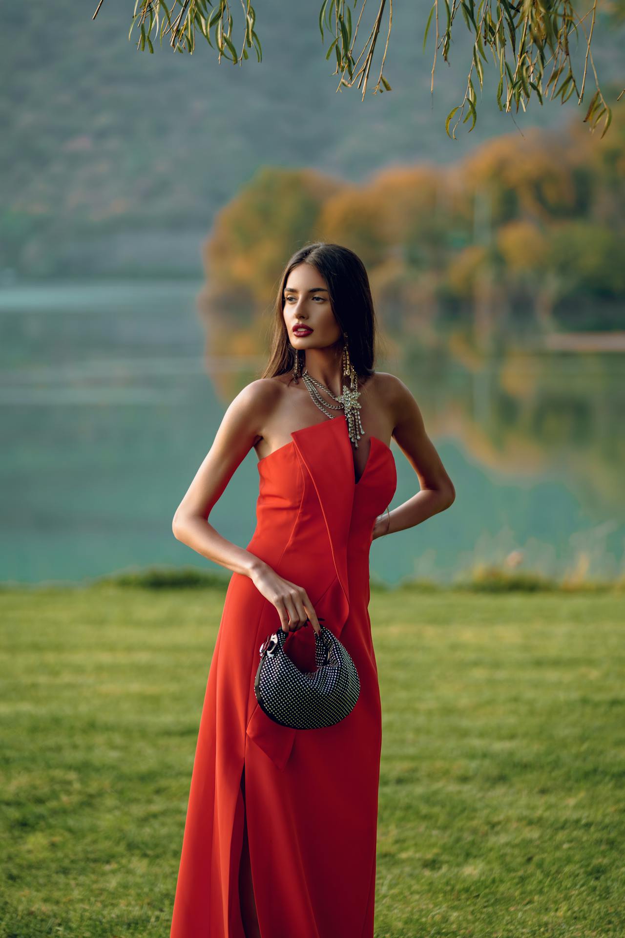 beautiful woman with a handbag