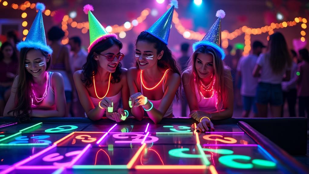 vibrant neon party decor
