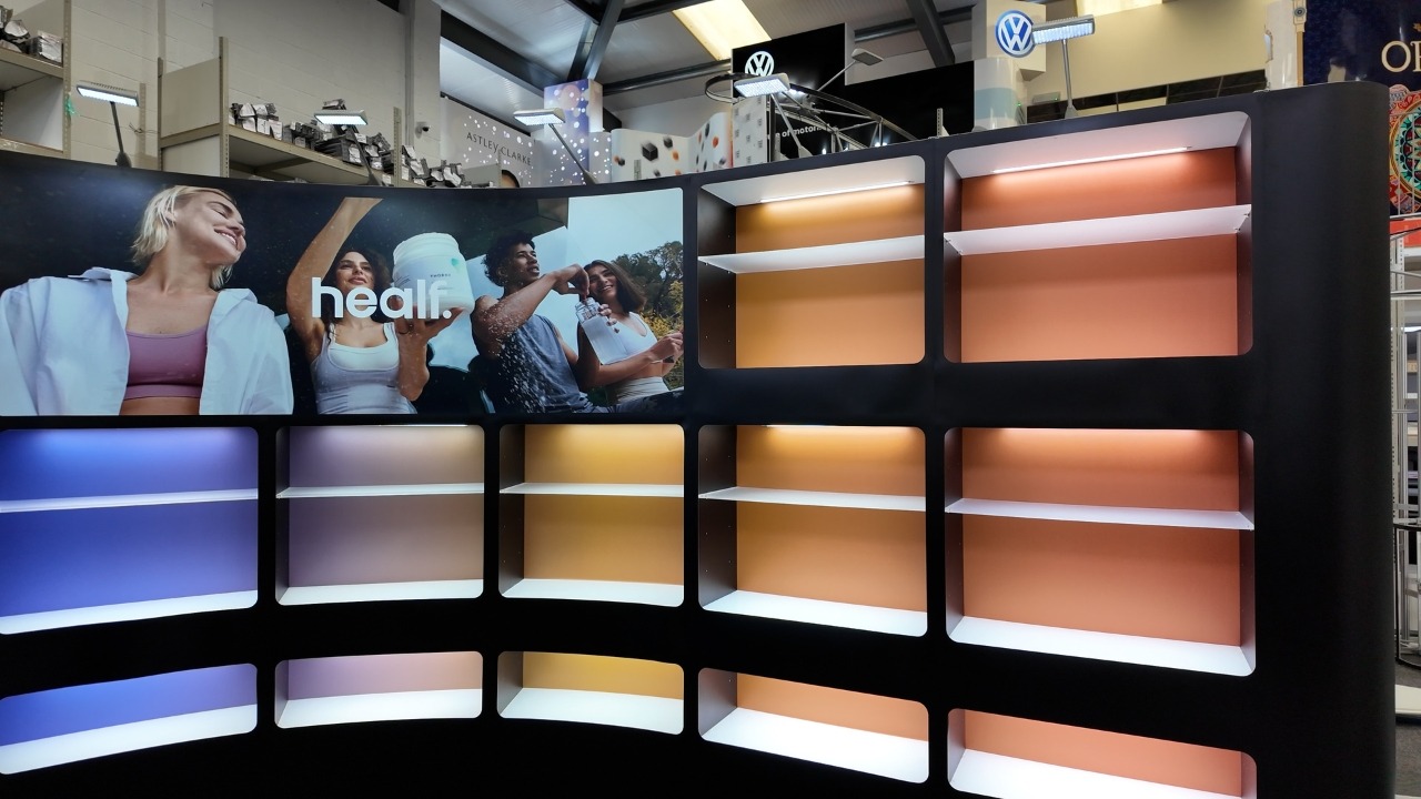 Colour blocking exhibition stand by Quadrant2Design