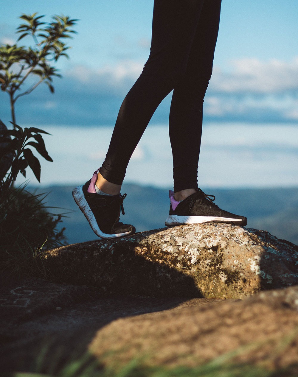 Woman wearing black leggings outdoors
