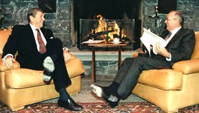 President Reagan and Soviet Union president Mikhail Gorbachev