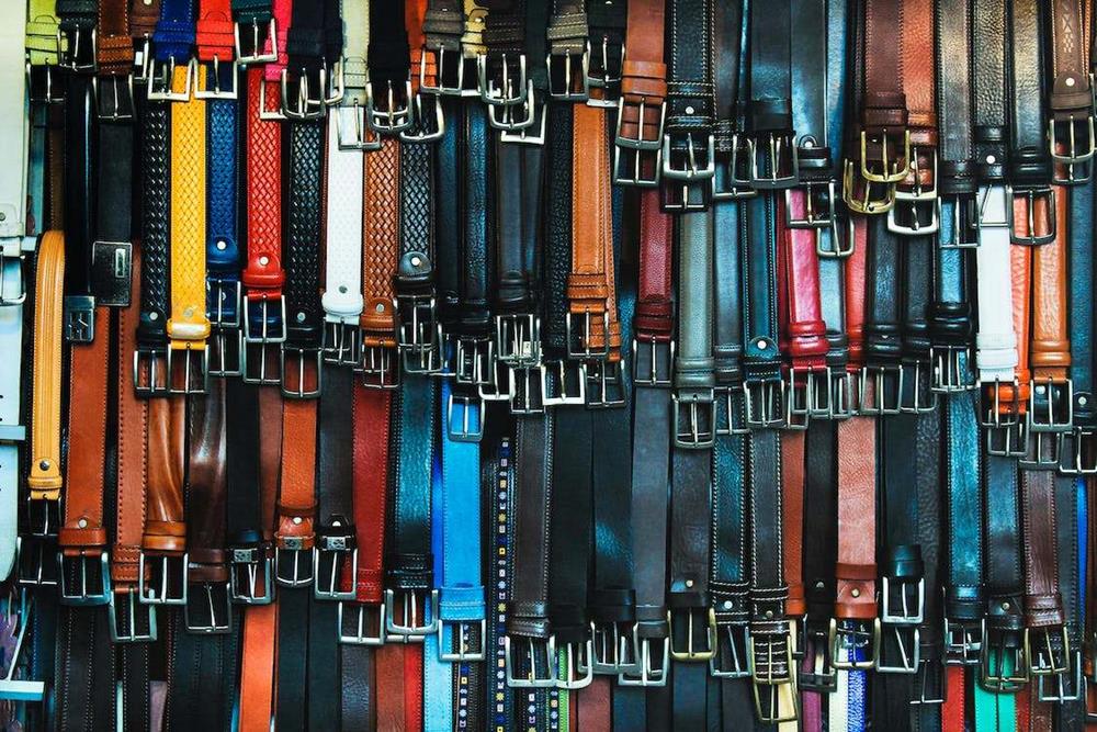 Belts in different colors and designs