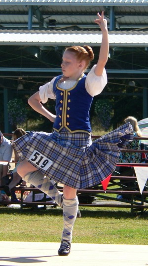 Action of a kilt, girl dancing