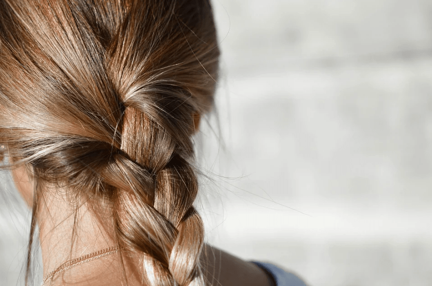 the back of a woman, braided hair