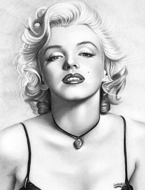 a sketch portrait of Marilyn Monroe