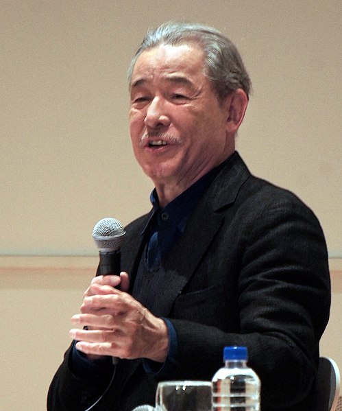 Issey Miyake at a press conference