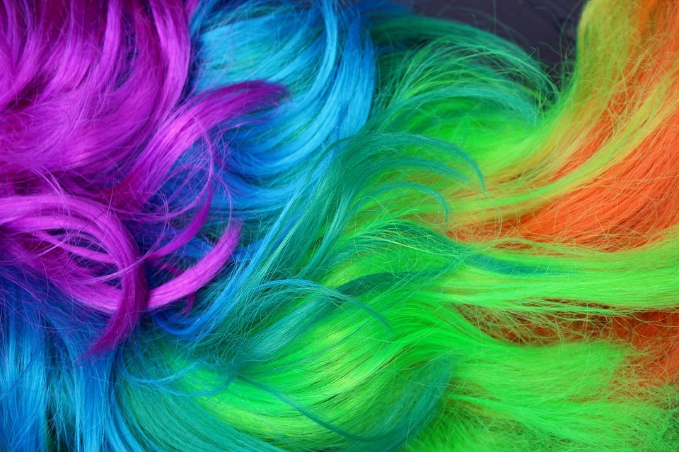 colored hair strands