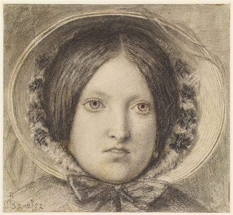 a drawing of a woman wearing a later version of the poke bonnet