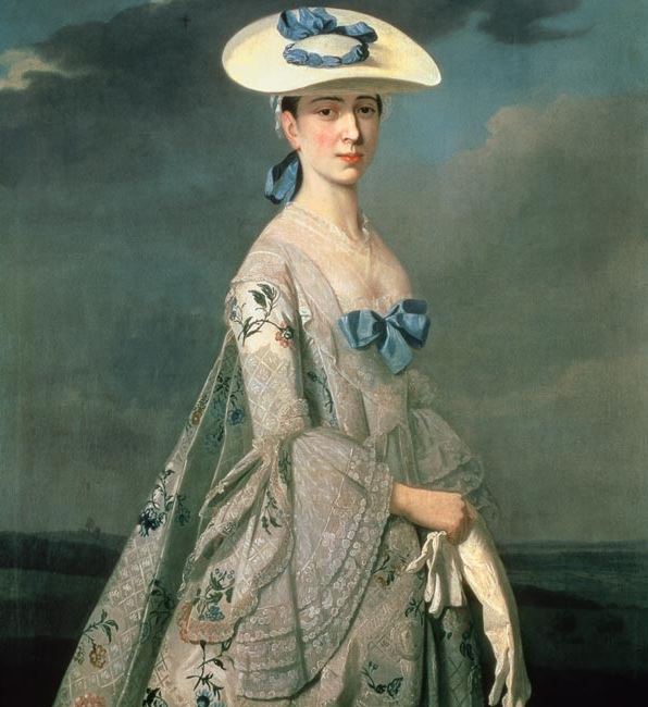 a painting of Eleanor Frances Dixie, the daughter of Wolstan Dixie, wearing a bergère hat