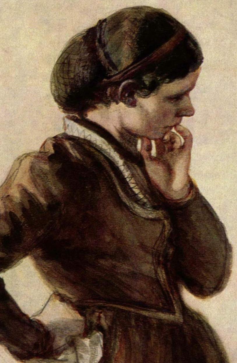 painting of a woman wearing a snood