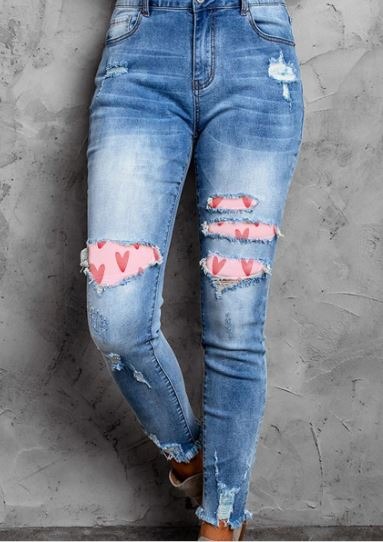BLUE RIPPED CASUAL JEANS