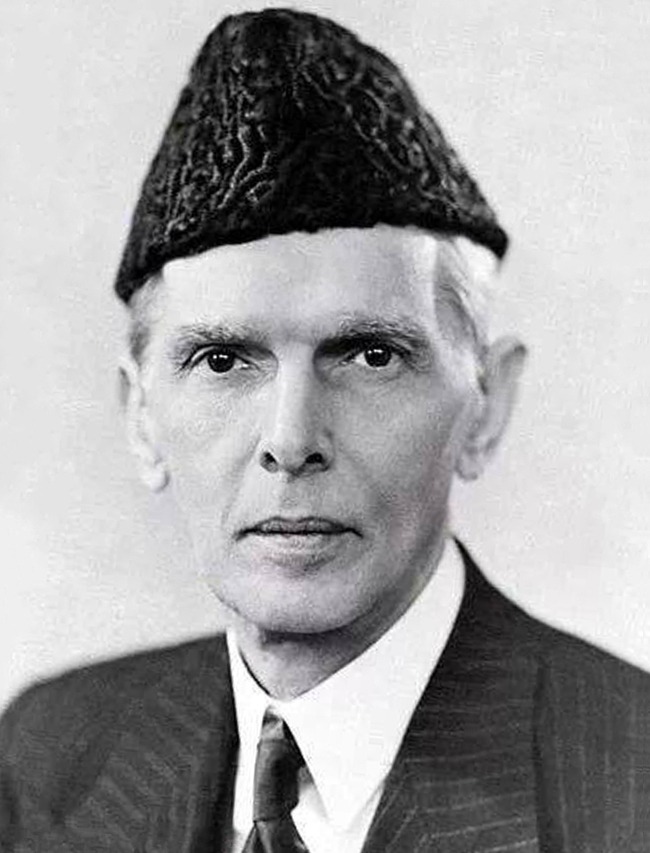 black and white photo of Muhammad Ali Jinnah wearing a Karakul hat