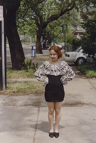Young woman standing on the sidewalk, Uptown New Orleans, 1992